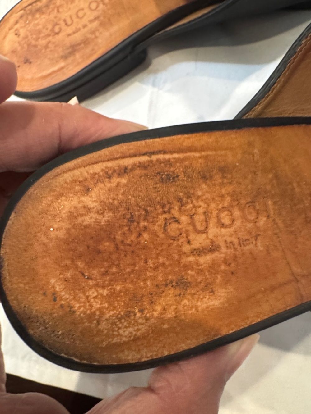 Authentic Gucci Leather Slip-On Mules with Gold Horsebit Hardware - Picture 5 of 10